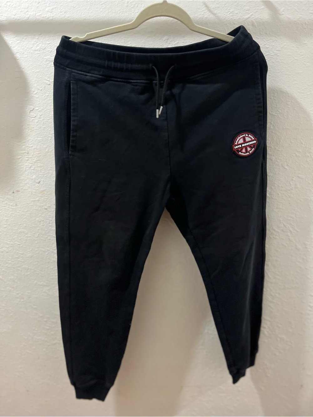 Love Moschino Black Jogger Sweatpants with Logo Patch